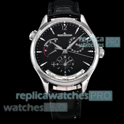 V+ Factory Swiss Replica Jaeger-LeCoultre Master Geographic Dual-Time Black Dial Watch 